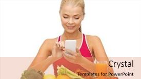  Presentation with frame of fruits and vegetables - Cool new slide set with program menu - woman with fruits and vegetables backdrop and a  colored foreground