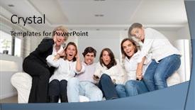  Presentation with members - Beautiful slides featuring program tv - group of family members sitting backdrop and a light gray colored foreground