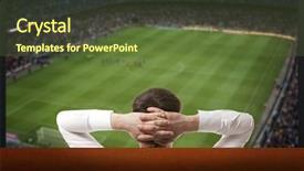  Presentation with soccer - Cool new PPT theme with program tv - soccer fan watching the tv backdrop and a tawny brown colored foreground