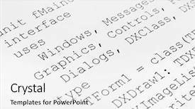  Presentation with programing - Colorful slides enhanced with programing language - printed computer code - technology backdrop and a white colored foreground