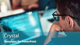  Presentation with testing - Presentation having programmer-diligently-testing-smartphone-applications background and a teal colored foreground