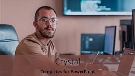  Presentation with testing - Presentation theme having programmer-diligently-testing-smartphone-applications background and a tawny brown colored foreground