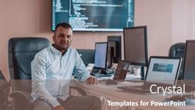  Presentation with testing - Slide deck having programmer-diligently-testing-smartphone-applications background and a coral colored foreground