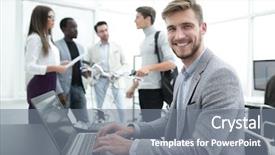  Presentation with testing - Presentation theme featuring programmer is testing the laptop background and a gray colored foreground