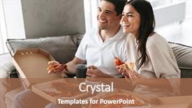  Presentation with theripist couch - Beautiful PPT layouts featuring programming - cheerful young couple sitting backdrop and a coral colored foreground