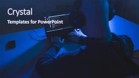  Presentation with computer attack - Slide set featuring programming - cybercrime hacking and technology concept background and a navy blue colored foreground