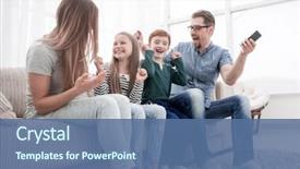  Presentation with happy birthday 70 - Slide set consisting of programming - happy family sitting watching tv background and a ocean colored foreground