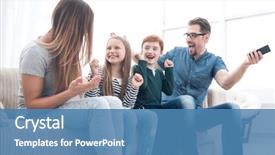  Presentation with portrait happy family smiling - Amazing presentation theme having programming - happy family sitting watching tv backdrop and a teal colored foreground