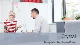  Presentation with new teacher - Presentation design having programming - happy teenage girl telling her background and a light blue colored foreground