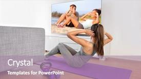  Presentation with apartment - Amazing presentation theme having programming - home workout - woman exercising backdrop and a gray colored foreground