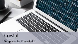 presentation powerpoint code Presentation with code - Slide set enhanced with programming - laptop of programmer with script background and a light gray colored foreground