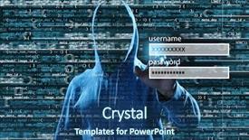  Presentation with cyber security - PPT layouts consisting of programming - man hacking account on virtual background and a ocean colored foreground