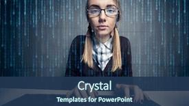  Presentation with binary - Audience pleasing slide deck consisting of programming - nerd girl using a computer backdrop and a ocean colored foreground