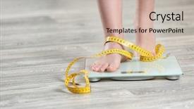  Presentation with weight loss - Audience pleasing slide deck consisting of programming - woman standing on scales backdrop and a light gray colored foreground