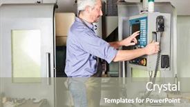  Presentation with cnc machine - Presentation design consisting of programming cnc machine in metallurgy background and a gray colored foreground