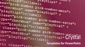  Presentation with code script - Presentation design with programming code abstract screen background and a violet colored foreground
