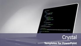  Presentation with programming - PPT theme consisting of programming code on laptop monitor background and a gray colored foreground