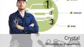  Presentation with car service - Amazing PPT theme having programming diagonastics - car service concept young man backdrop and a  colored foreground