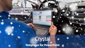  Presentation with mechanic car service repair maintenance - Presentation theme featuring programming diagonastics - car service repair maintenance background and a ocean colored foreground