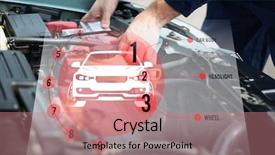  Presentation with car engine - Amazing slide deck having programming diagonastics - interface of modern car diagnostic backdrop and a coral colored foreground