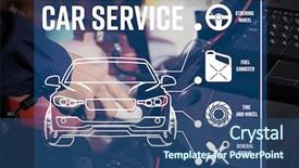  Presentation with car service - PPT theme featuring programming diagonastics - interface of modern car diagnostic background and a ocean colored foreground