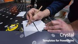  Presentation with computer workshop - Amazing slide set having programs - two young carpenters calculating backdrop and a ocean colored foreground