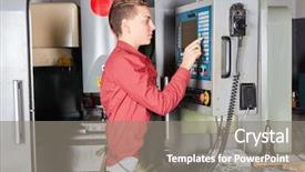  Presentation with cnc machine - Amazing slide set having programs cnc machine in metallurgy backdrop and a gray colored foreground