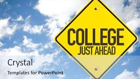  Presentation with college - Colorful presentation theme enhanced with programs colleges - college just ahead sign backdrop and a light blue colored foreground