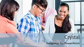  Presentation with college students - Presentation design consisting of programs colleges - college students working together background and a  colored foreground