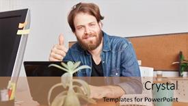  Presentation with successful communication - Amazing slide set having programs colleges - man as successful founder backdrop and a  colored foreground