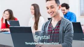  Presentation with college - PPT theme consisting of programs colleges - student working on laptop pc background and a ocean colored foreground