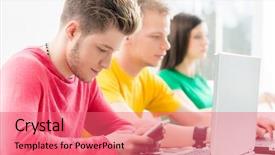  Presentation with sms - Slide set with programs colleges - student writing sms background and a coral colored foreground