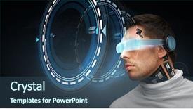  Presentation with implant - Cool new presentation theme with progress - man with 3d glasses backdrop and a ocean colored foreground