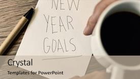  Presentation with goals - Theme enhanced with progress bar horizontal - closeup of a young caucasian background and a mint green colored foreground