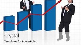  Presentation with exchange rates statistic graph - PPT layouts consisting of progress bar horizontal - man stood by graph background and a white colored foreground