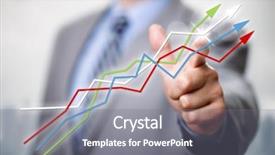  Presentation with growth chart - Presentation theme enhanced with progress chart - businessman pointing to growth background and a gray colored foreground