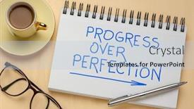  Presentation with personal development - PPT theme having progress-over-perfection-inspirational-handwriting background and a light blue colored foreground