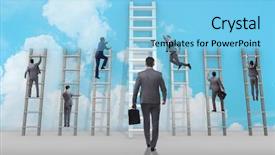  Presentation with career - Audience pleasing PPT theme consisting of progression concept with various ladders backdrop and a light blue colored foreground