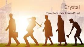  Presentation with mankind - Slide set enhanced with progression of man mankind from ancient to modern background and a lemonade colored foreground