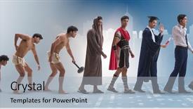  Presentation with mankind - Slide set with progression of man mankind background and a light gray colored foreground