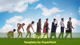 Presentation with mankind - Colorful PPT theme enhanced with progression of man mankind backdrop and a tawny brown colored foreground