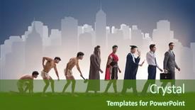  Presentation with mankind - Cool new PPT theme with progression of man mankind backdrop and a tawny brown colored foreground