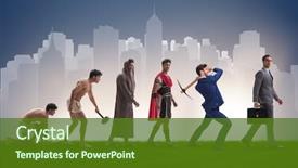  Presentation with mankind - Audience pleasing PPT theme consisting of progression of man mankind backdrop and a tawny brown colored foreground