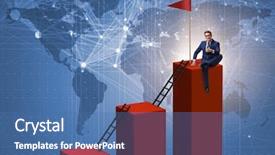  Presentation with career growth - Presentation theme featuring progressive - businessman in career growth background and a ocean colored foreground