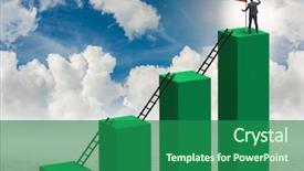  Presentation with career growth - Colorful presentation design enhanced with progressive - businessman in career growth backdrop and a ocean colored foreground