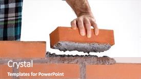  Presentation with discipline - Slide set enhanced with progressive discipline - constructor hand holding a brick background and a coral colored foreground