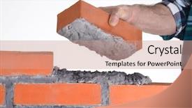  Presentation with discipline - Amazing presentation design having progressive discipline - constructor hand holding a brick backdrop and a coral colored foreground