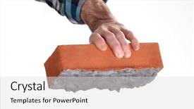  Presentation with brick wall - Amazing slide set having progressive discipline - constructor worker holding a cement backdrop and a light gray colored foreground
