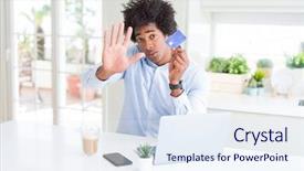  Presentation with african american - Audience pleasing presentation design consisting of prohibition - african american man using laptop backdrop and a sky blue colored foreground