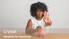  Presentation with african american startup - Beautiful slide deck featuring prohibition - young african american woman sitting backdrop and a coral colored foreground